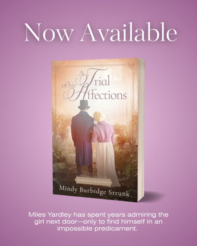 A Trial of His Affections by @@authormindyburbidgestrunk ,
the second book in the Bachelors of Blackstone's series, is now available!!

You can order the ebook or paperback or read in KU!

About the book: Miles Yardley has spent years admiring the girl next door—only to find himself in an impossible predicament. With a newly inherited estate, he finally has the means to offer for Grace Jenkins, the woman who has captivated him for as years. But just as he gathers his courage, he learns she is heading to London for a Season—not to enjoy the delights of the ton, but to secure a titled husband. Worse still, she enlists his help in navigating society, asking him to introduce her to the very men who could take her away from him. Miles and his friends hatch a scheme—steering her toward the most disagreeable suitors in the hope that she will see reason. But when their plan misfires spectacularly and Miles finds himself blackballed from every London club, he realizes he may have miscalculated badly.

Grace Jenkins knows she can’t marry for love—but that doesn’t mean she can afford to fail. The daughter of a stable master, she was never intended for society, but thanks to her brother’s determination, the Jenkins name is on the cusp of acceptance. Now it is her duty to raise their status higher—by marrying a lord. With the right introductions and her substantial dowry, she is confident she can succeed. But every outing she makes with potential suitors ends in disaster—torn gowns and mortifying accidents leave her humiliated. As the Season wears on, Grace begins to wonder… if it weren’t for titles and duty, would she want any husband but him?
As schemes unravel, reputations teeter on the brink of ruin, and Miles faces social exile for his meddling, Grace’s carefully laid plans begin to slip through her fingers. For the first time, Grace wonders if duty is truly worth the cost of happiness, while Miles must decide if he is willing to fight for the woman he loves—even if it means letting her go.